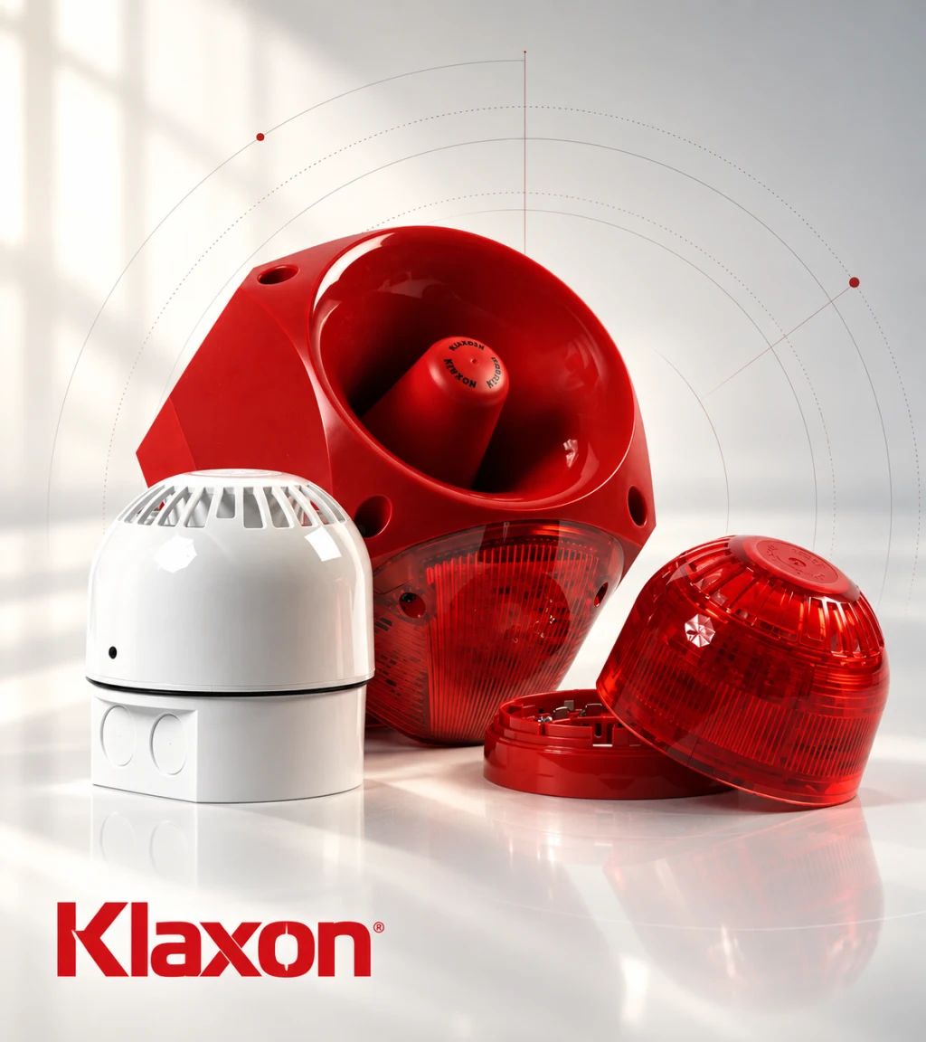 Klaxon red horn sounder beacon and compact white and red sounders