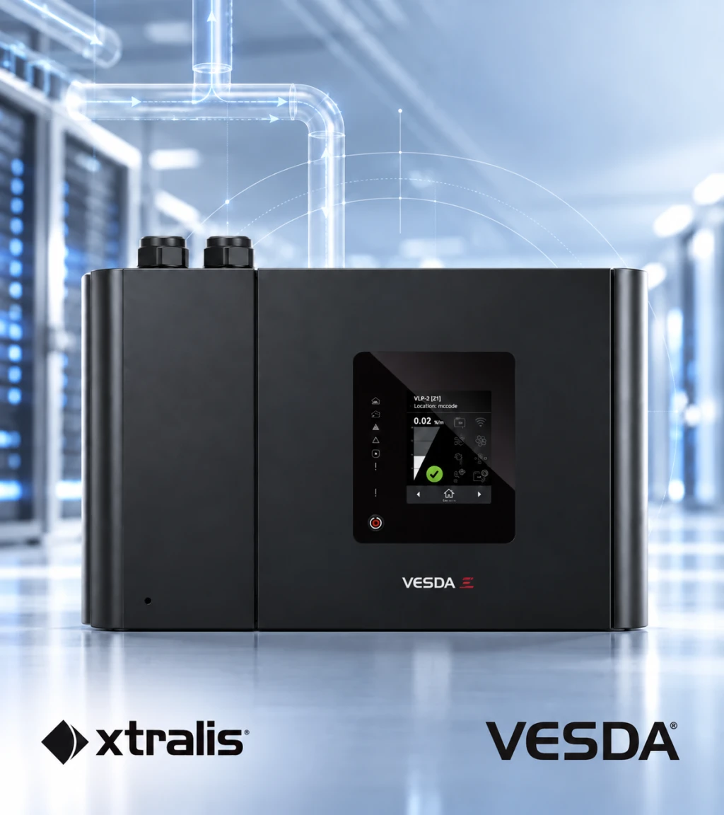 Xtralis VESDA-E aspirating smoke detector in a bright data-centre setting