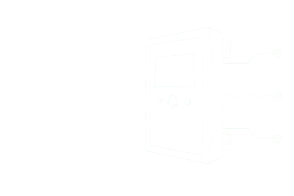 Technical line drawing of an integrated fire safety control panel