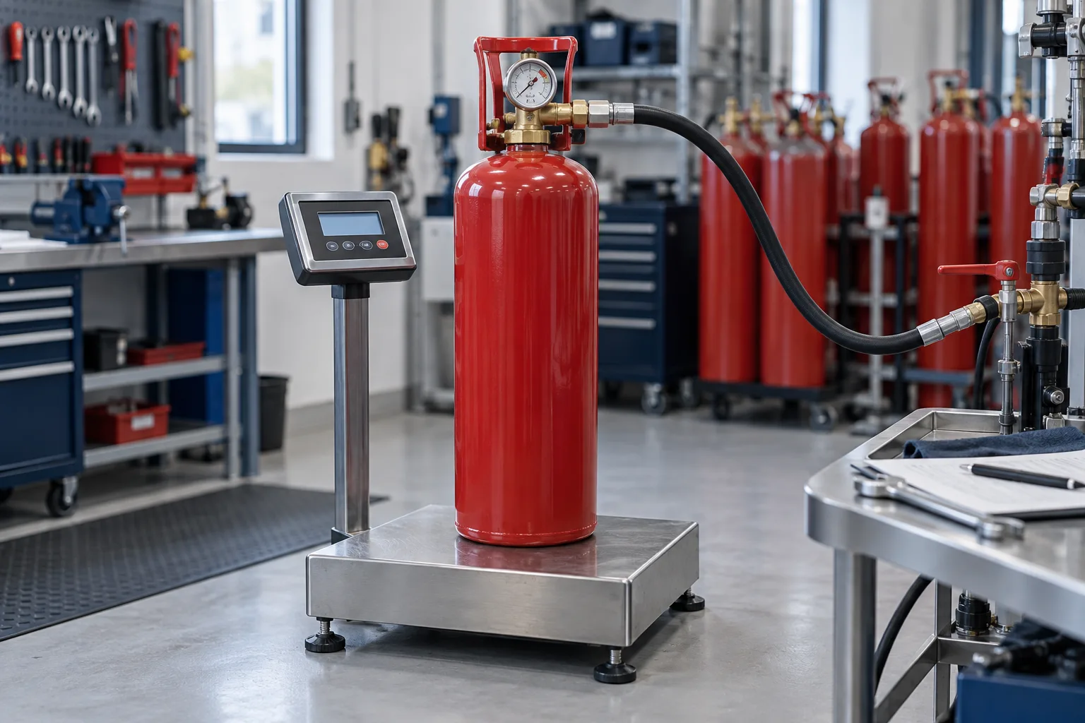 Planning a fire-suppression cylinder refill illustration