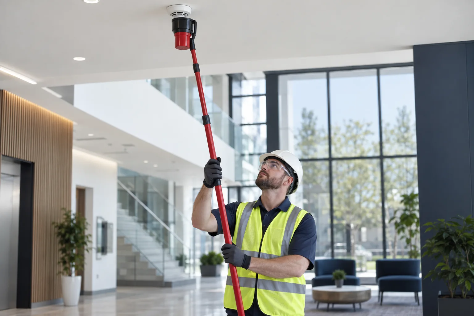 Testing detectors in difficult-to-access locations illustration
