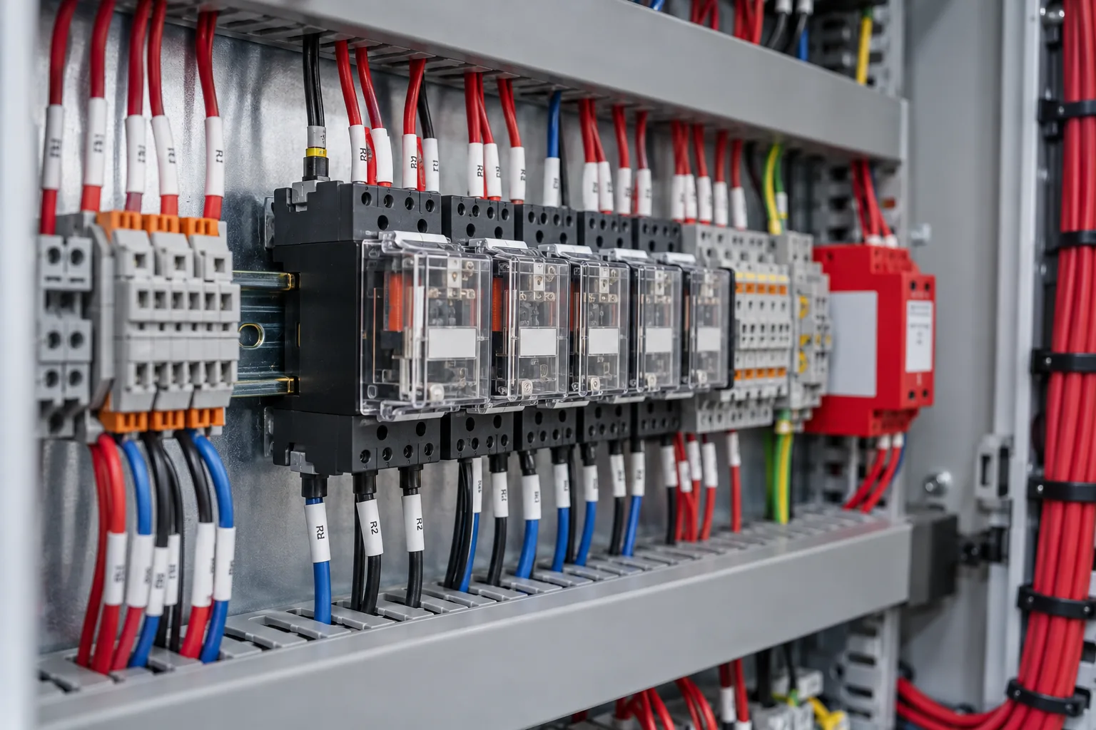 Relays and interfaces in fire systems illustration