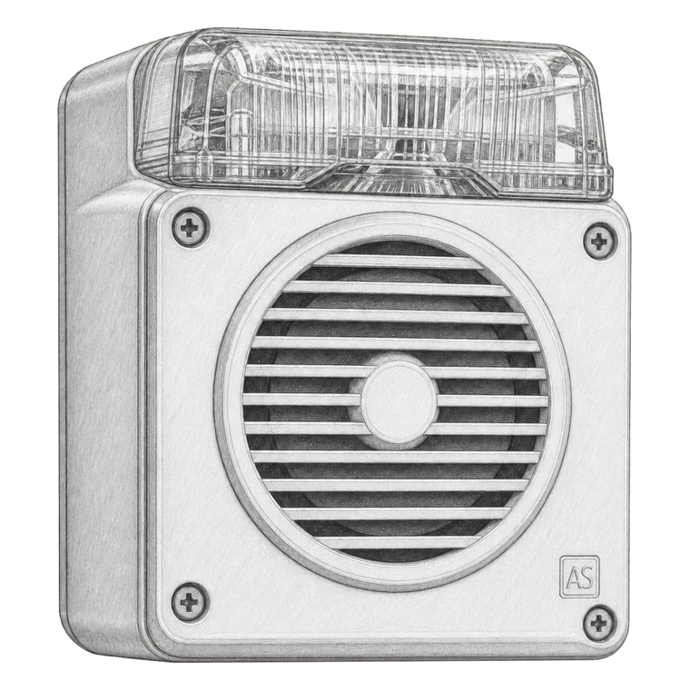 Sounders, speakers, beacons and visual alarm devices technical sketch