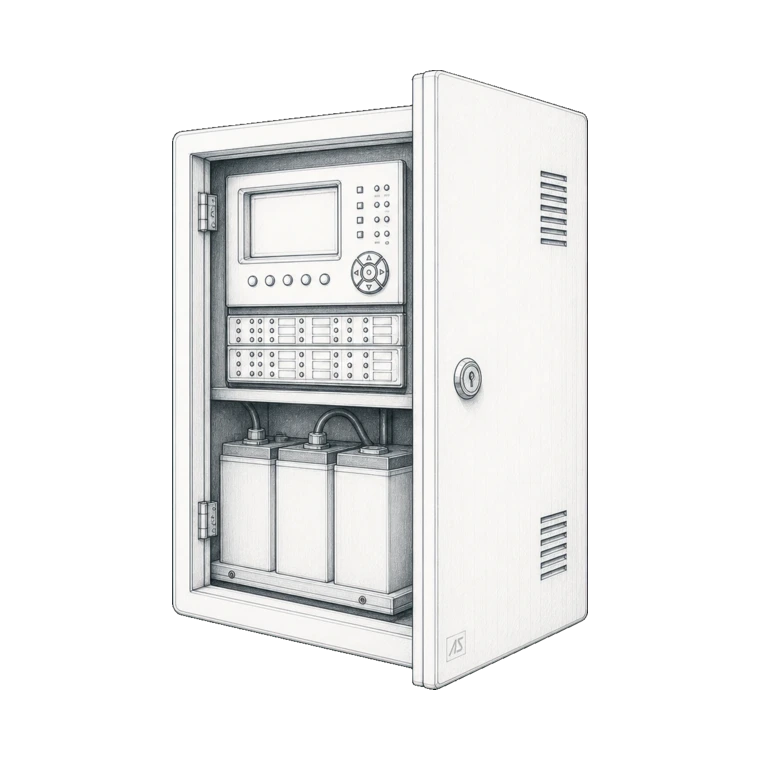 Central battery, inverter and distribution technical sketch