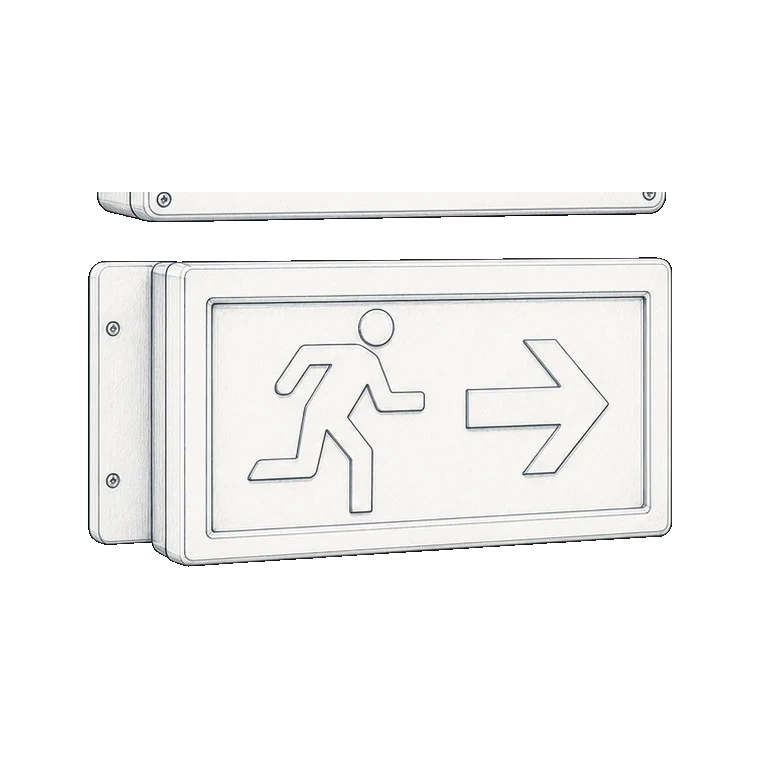 Exit signs technical sketch