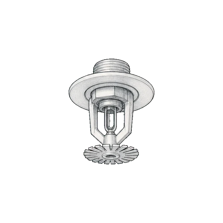 Piping, fittings and discharge nozzles technical sketch