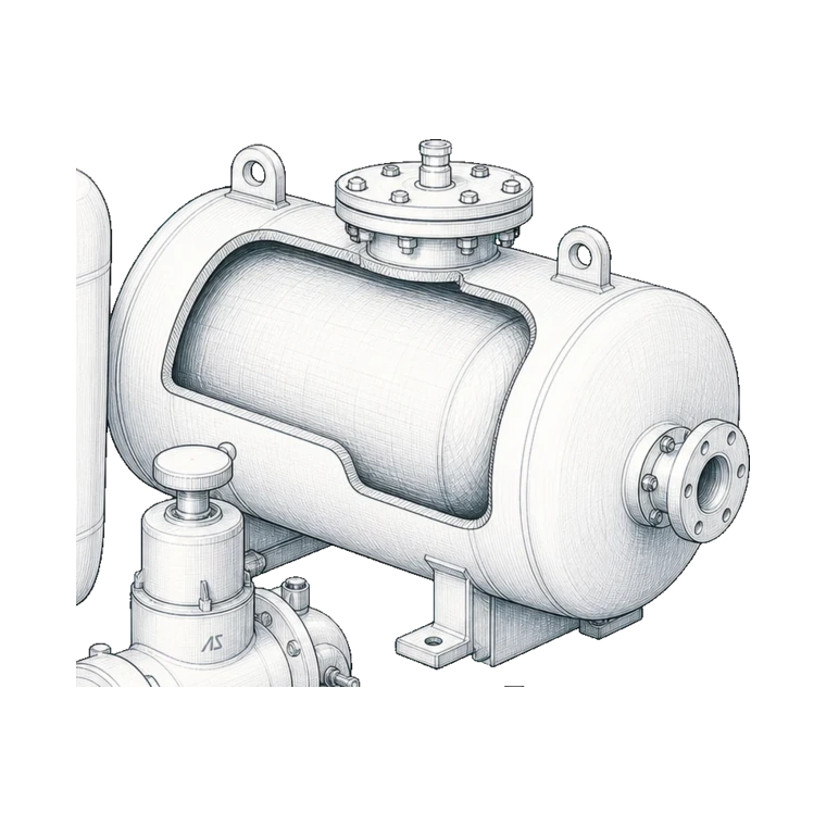 Tank/bladder tank and proportioner technical sketch