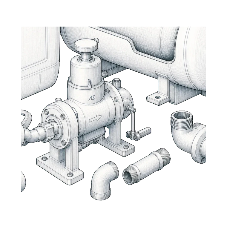 Pumps, valves and pipework technical sketch