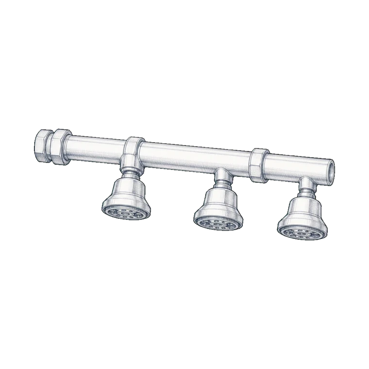 Nozzles and distribution pipe technical sketch