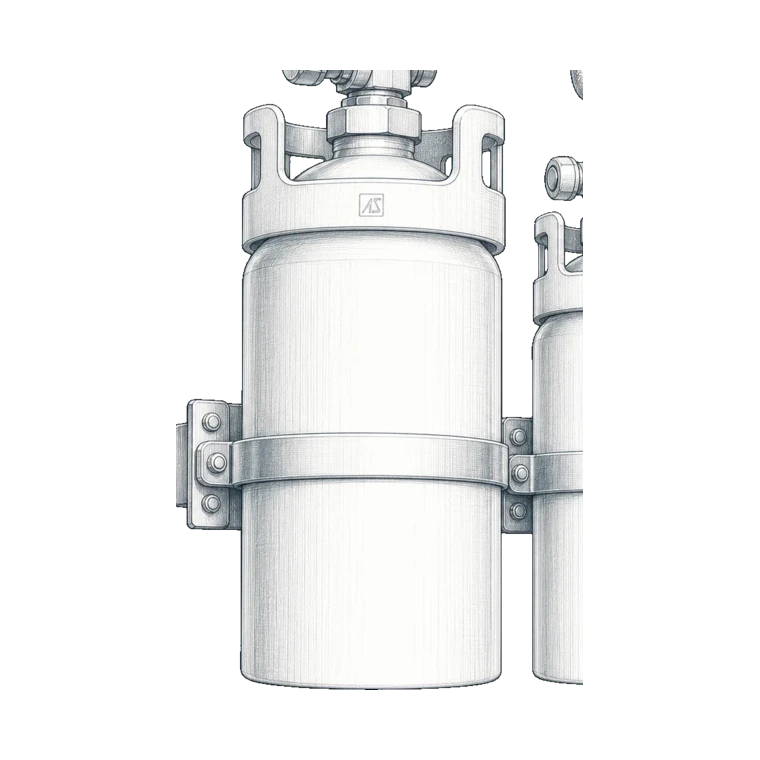 Portable extinguishers and firefighter equipment technical sketch