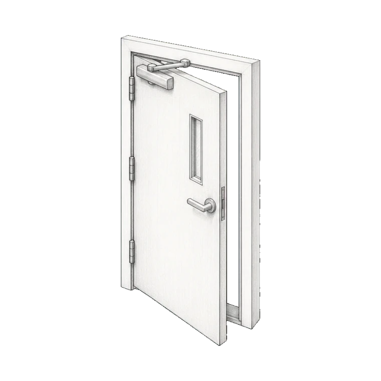 Fire doors, shutters and hardware technical sketch
