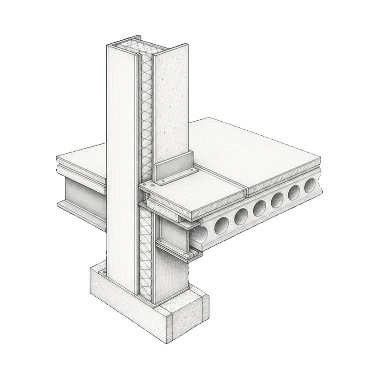 Fire-rated walls and floors technical sketch