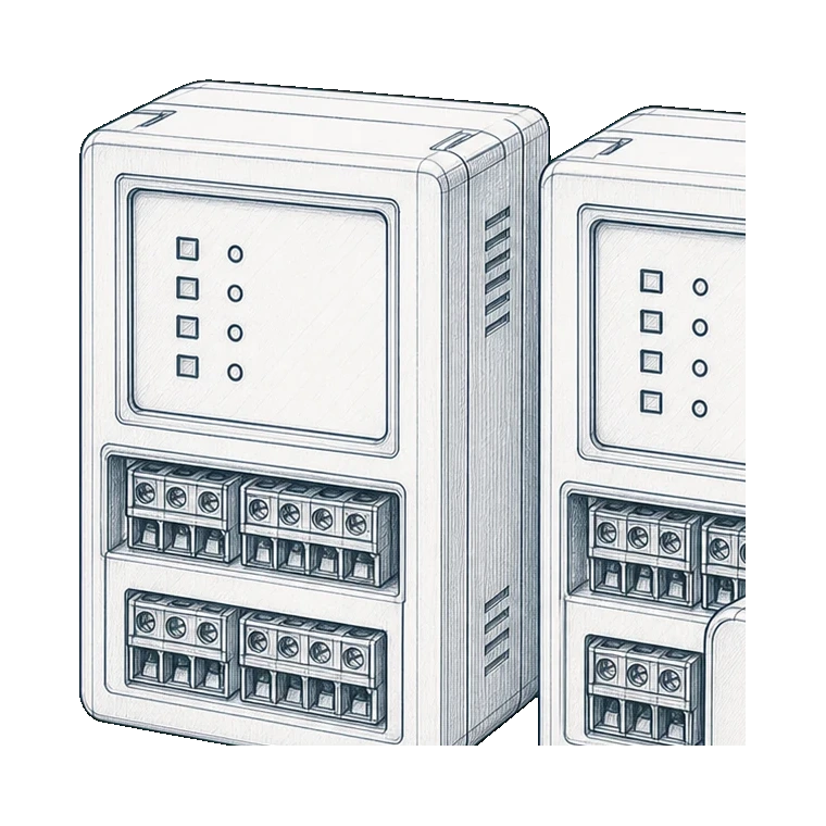 Fire panel or monitored system interface technical sketch