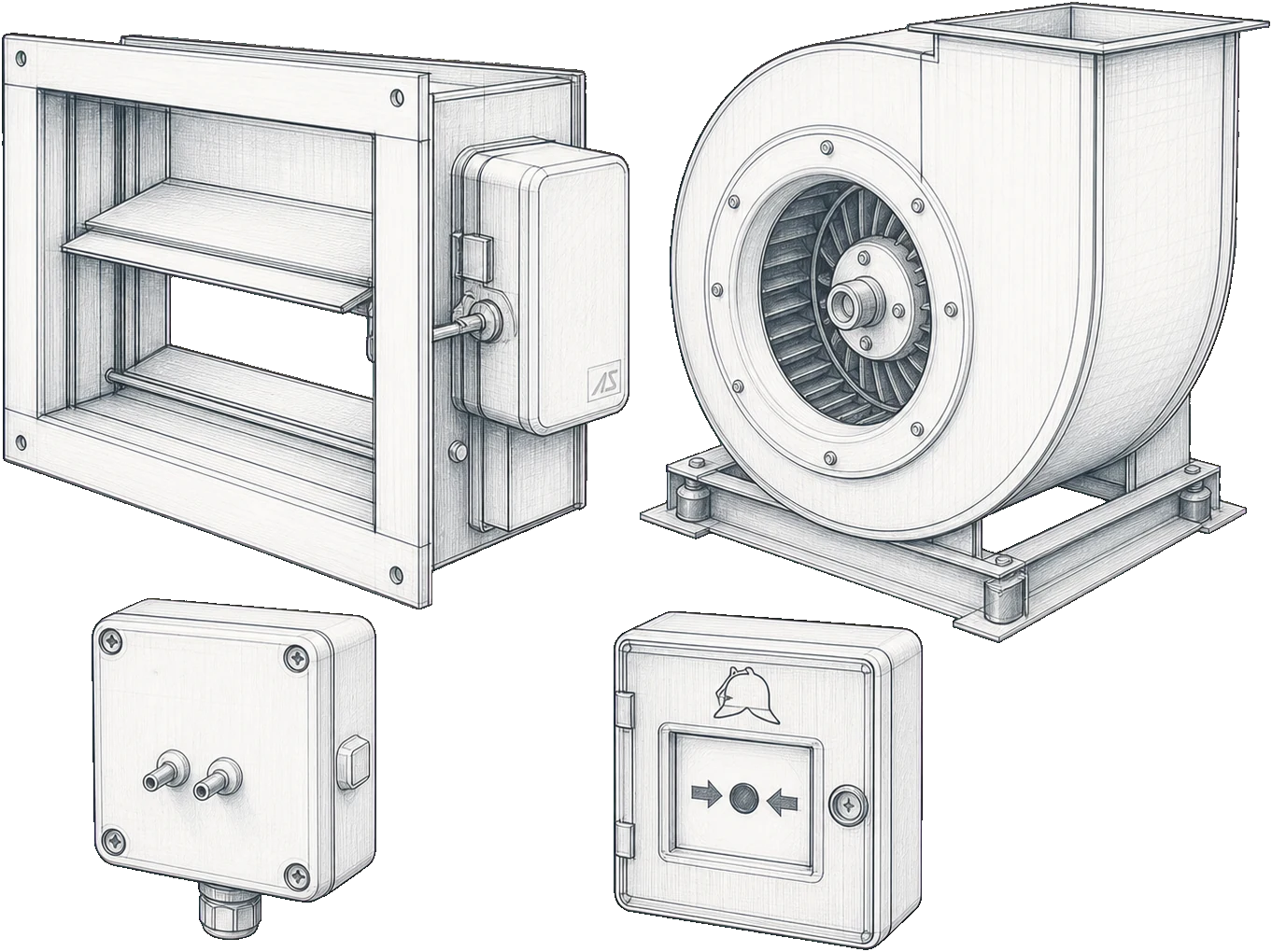 Shutdowns, dampers and pressure relief technical sketch